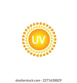 uv protection logo and icon vector, ultraviolet with reflection around the circle