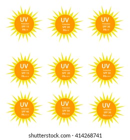 UV Protection logos  with many number of SPF  and PA