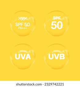 UV protection on white background,bubble shield. Solar protection screen from UV rays