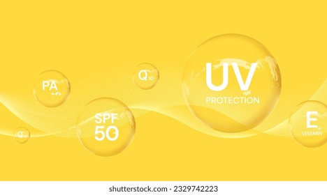 UV protection on white background,bubble shield. Solar protection screen from UV rays