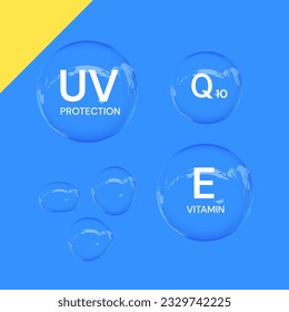 UV protection on white background,bubble shield. Solar protection screen from UV rays