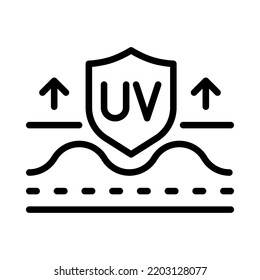 UV protection outline icon. Ultraviolet or solar protection. Protection skin. For presentation, graphic design, mobile application or UI. Vector Illustration.