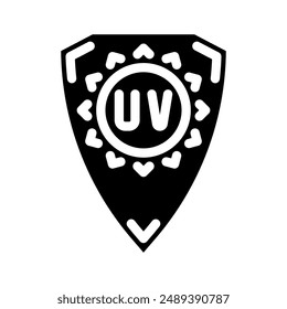 uv protection product label warning glyph icon vector. uv protection product label warning sign. isolated symbol illustration