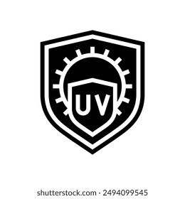 uv protection product label warning glyph icon vector. uv protection product label warning sign. isolated symbol illustration