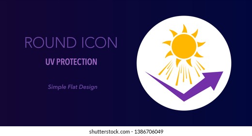 UV protection round icon. Simple flat design.