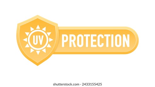 UV protection shield. Danger symbol. Uv radiation. Protection from sun radiation and ultraviolet. Shield from sun. Vector illustration