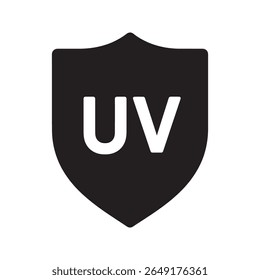 UV protection shield icon for blocking ultraviolet radiation a symbol of sun safety and skincare defense for guaranteed skin health vector solid glyph icon