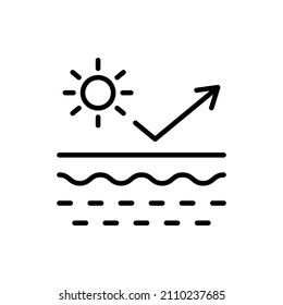 UV Protection Skin Line Icon. Stop Ultra Violet and SPF Cream Concept. Reflect Ultraviolet Radiation from Skin Linear Pictogram. Block Solar Light Outline Icon. Editable Stroke. Vector Illustration.