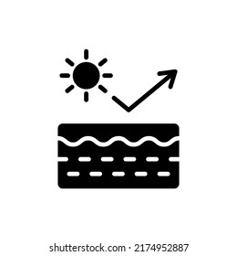 UV Protection Skin Silhouette Icon. Stop Ultra Violet and SPF Cream Concept. Reflect Ultraviolet Radiation from Skin Black Pictogram. Block Solar Light Icon. Vector Illustration.