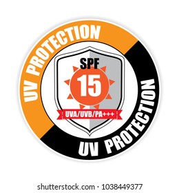 UV protection spf 15 , Button, label and sign - Vector illustration