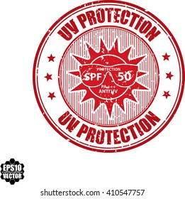 UV Protection SPF 50 grunge stamp.Vector