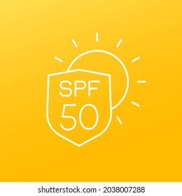 UV protection, SPF 50 line icon