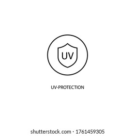UV protection sticker and badge. Vector icon illustration. Cosmetic properties.