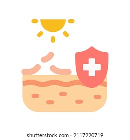 uv protection sun health skin dermatology care single isolated icon with flat style