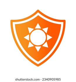 Uv protection. Sun shield icon symbol. UV shield protection. Danger symbol. Vector illustration. Eps 10.