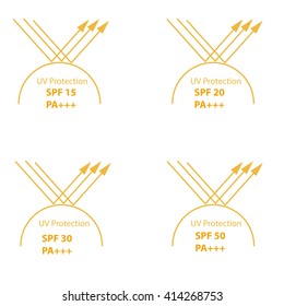 UV Protection  symbol and with index of protection in SPF between 15 to 50 and PA mean protect from UVA