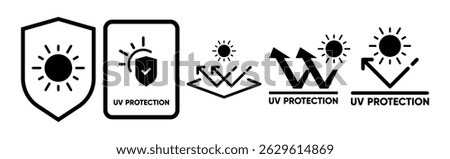 UV Protection. Ultraviolet Rays Icon. Sunblock. Skin care. SPF sun resistant. Sun UV level. Isolated Vector Illustration.
