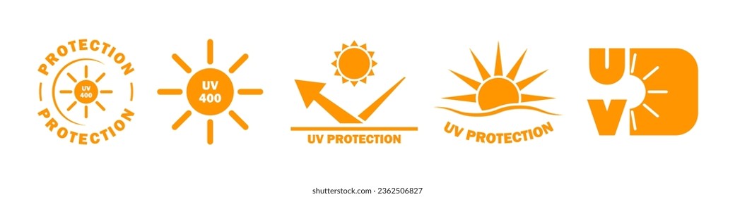 UV Protection, Ultraviolet rays protection vector stickers for sunglasses or sunblock lotion.