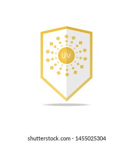 UV protection vector icon. solar or sun ultraviolet radiation with shield symbol in flat style drawing