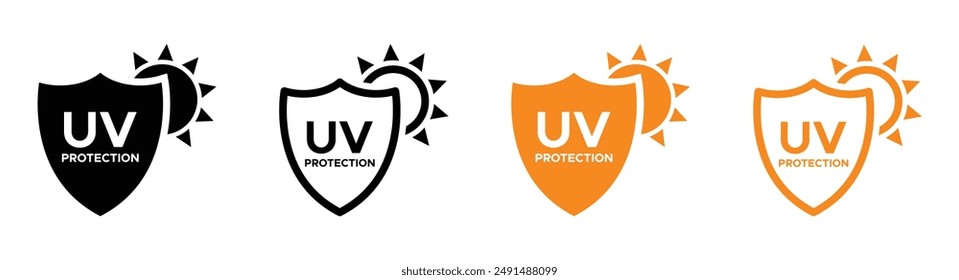 UV protection vector icons. Sun and shield vector Illustration