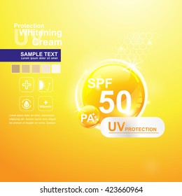 UV Protection and Whitening Vector Skin care concept.