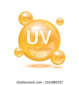 UV protection your skin ultraviolet sunblock. Cosmetic products design with SPF 50 vitamins cream whitening for skin care. On a white background Vector illustration.