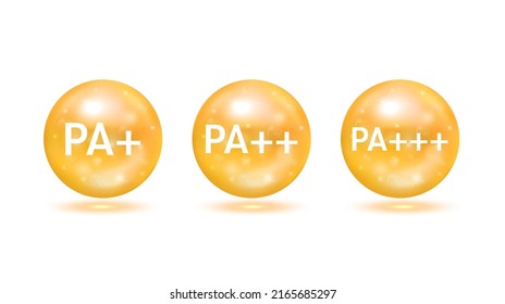 UV protection your skin ultraviolet sunblock. SPF, PA+ sun protection. Design for cosmetic industry and dermatology. Isolated on a white background. 3D Vector illustration.