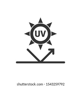 UV radiation icon in flat style. Ultraviolet vector illustration on white isolated background. Solar protection business concept.