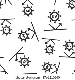 UV radiation icon in flat style. Ultraviolet vector illustration on white isolated background. Solar protection seamless pattern business concept.