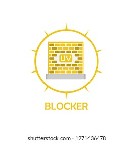 UV radiation icon, with sun logo and brick symbol.