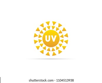 UV radiation icon, ultraviolet with sun logo symbol. vector illustration.