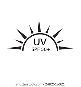 Uv radiation icon. ultraviolet with sun. UV Protection.