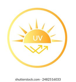 Uv radiation icon. ultraviolet with sun. UV Protection.