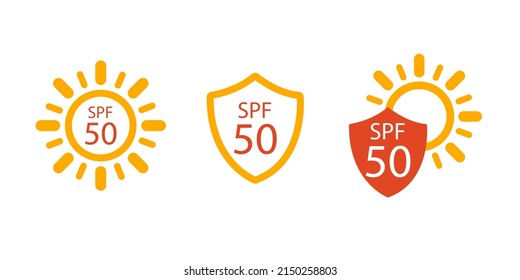 UV radiation sun block icon. Solar ultraviolet uv radiation logo 50spf