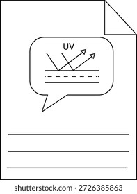 UV ray reflection on a diagram within a speech bubble on a document with text lines