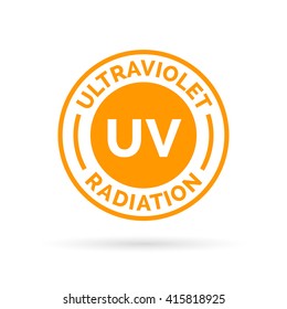 UV rays icon stamp design. Ultraviolet radiation symbol. UV SPF harmful skin cancer causing rays of light sign. Vector illustration.