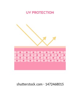 UV reflection skin after protection. Flat vector illustration.