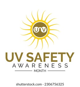  UV safety month is observed every year in July . it is responsible for summer tans and sunburns. Vector illustration