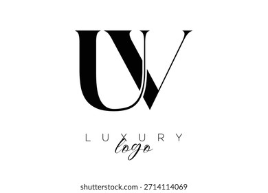 UV Serif Letter Monogram Typography Logo for Elegant Premium Branding Identity