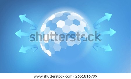 UV shield with hexagon barrier to protect skin from sun and light rays using a 3D dome and sphere. Sunscreen and solar effect for safety. Honeycomb layer cosmetic product design for radiation block.