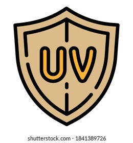 Uv shield protection icon. Outline uv shield protection vector icon for web design isolated on white background