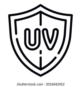 Uv shield protection icon. Outline uv shield protection vector icon for web design isolated on white background
