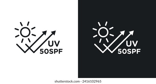 UV SPF 50 Protect icon designed in a line style on white background.