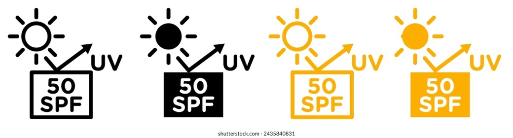 UV SPF 50 protect icon logo set vector