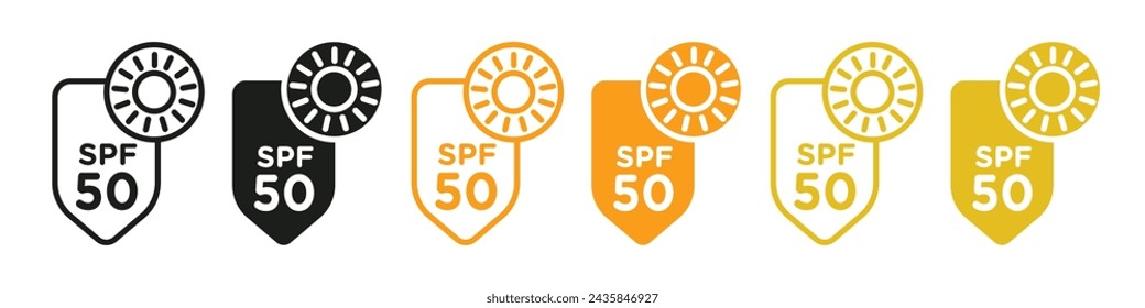 UV SPF 50 protect icon mark in filled style