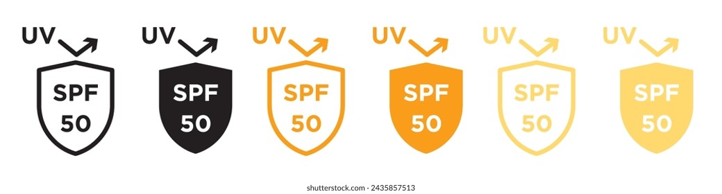 UV SPF 50 protect icon line art vector