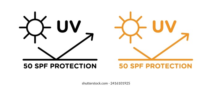 UV SPF 50 Protect vector line icon illustration.