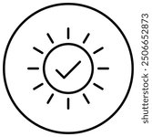 UV Stabilized Icon Design. Represents UV Protection, Sun Protection, UV Resistant, UV Stabilization. Vector icon.