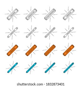 UV sterilizer lamp. UV light disinfection icons. Set of ultraviolet sterilization lamps. Ultraviolet germicidal irradiation. Surface cleaning, medical decontamination procedure. Vector