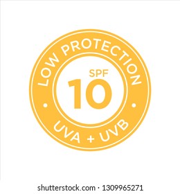 UV, sun protection, low SPF 10 vector icon on white background